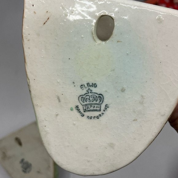 Vintage Elbro Japan Ceramic Horse Head hand Decorated Wall Pocket Set of 2 - Picture 9 of 10